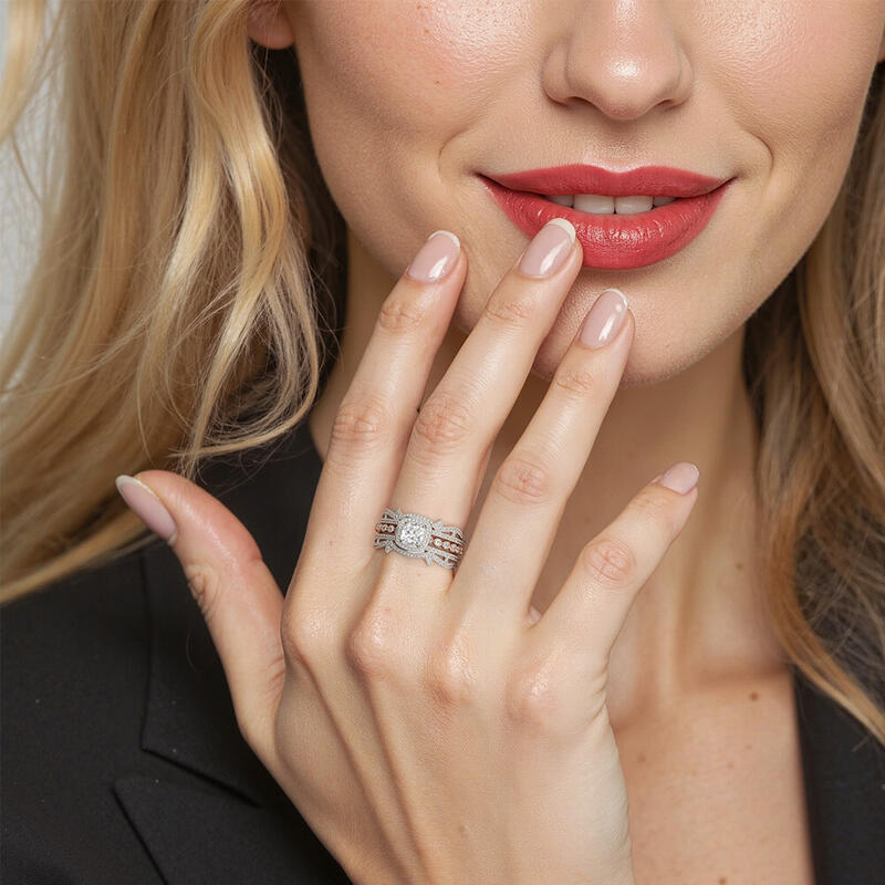 "Miss You Much" Cushion Cut Bridal Set