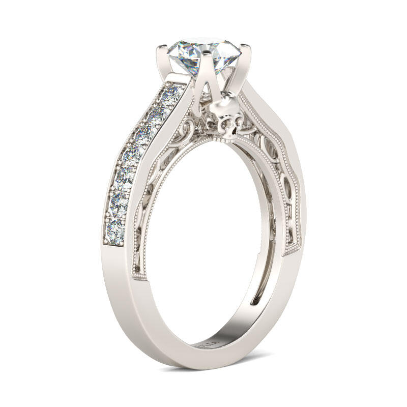 Jeulia Milgrain Round Cut Sterling Silver Skull Ring