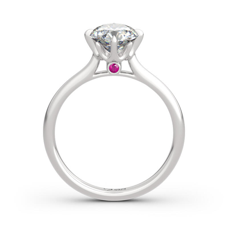 Jeulia Fork Design Round Cut Sterling Silver Ring