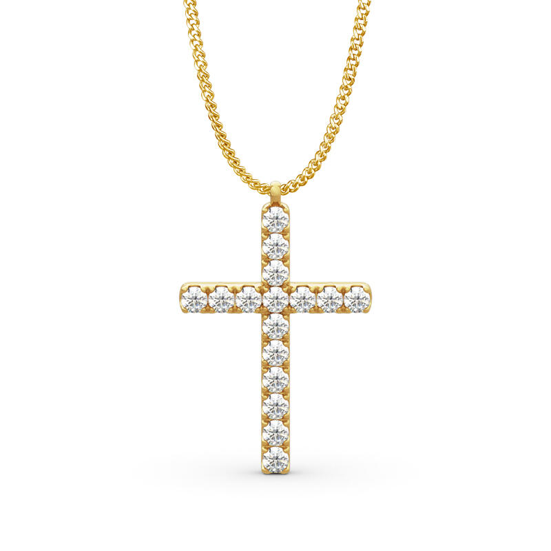 Jeulia Collar Redondo de Plata Esterlina con Diseño Cruz para Hombre