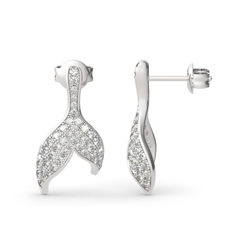 Jeulia "Dancing by the Moonlight" Sterling Silver Mermaid Tail Earrings