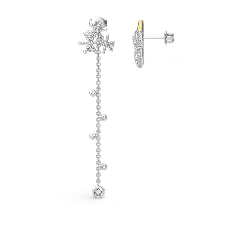 Jeulia "Romantic Snowman&Snowflake" Sterling Silver Mismatched Earrings
