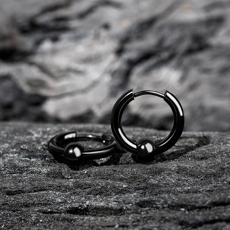 Jeulia Simple Men's Stainless Steel Hoop Earrings