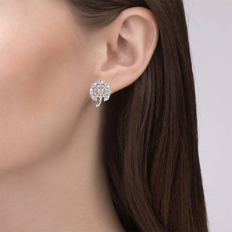 Jeulia "Seeds of Love" Dandelion Sterling Silver Earrings