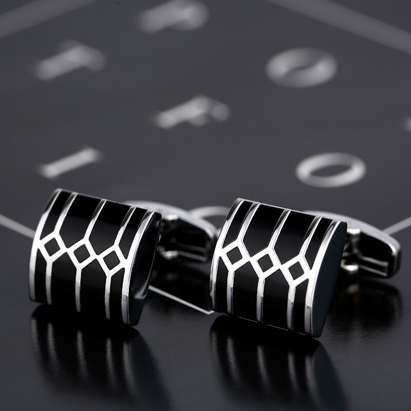 Jeulia Abotoaduras masculinas de cobre em formato geométrico