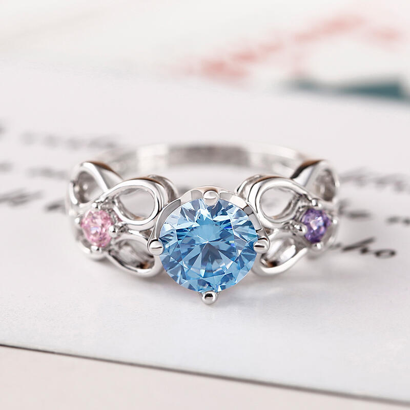 Jeulia Anillo De Infinito De Talla Redonda En Plata De Ley