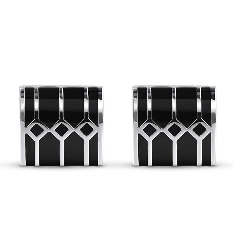 Jeulia Abotoaduras masculinas de cobre em formato geométrico