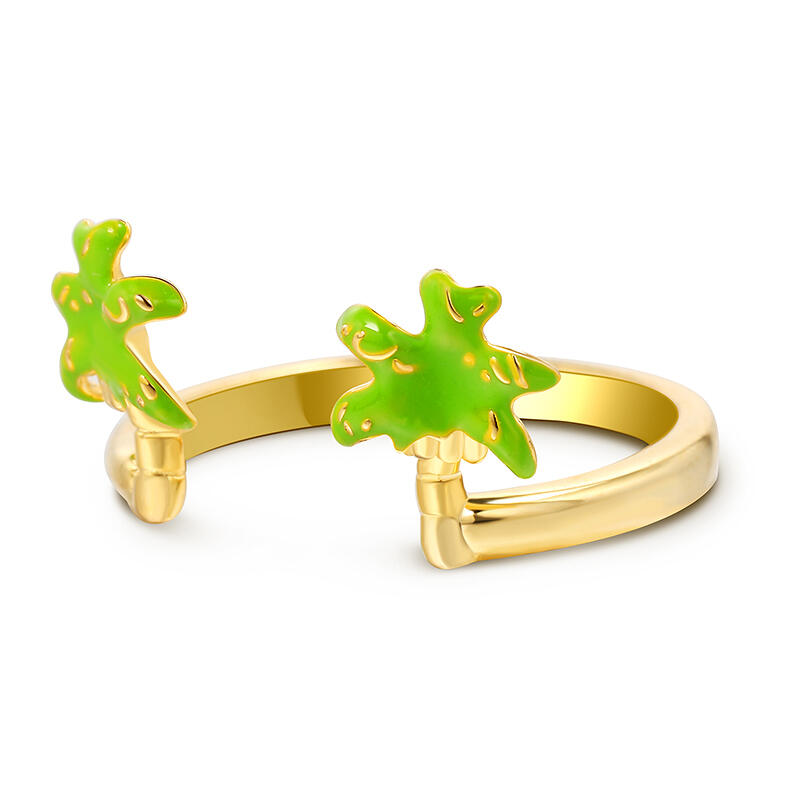 Jeulia Palm tree Adjustable Sterling Silver Ring