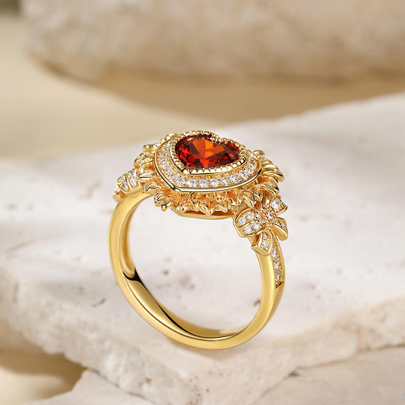 Jeulia "Radiant Love" Halo Heart Cut Sterling Silver Ring