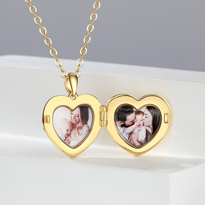 Jeulia Vintage Heart Personalized Photo Sterling Silver Locket Necklace