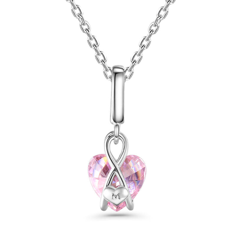 Jeulia "Eternal Love" Heart Cut Sterling Silver Necklace with Birthstones