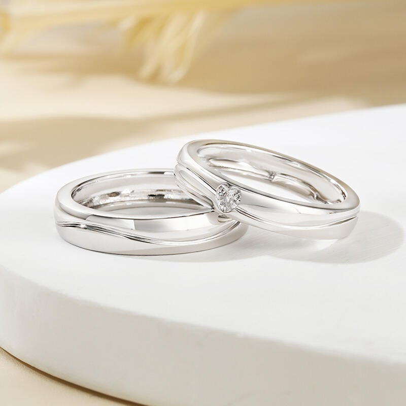 Simple Heart Wedding Rings