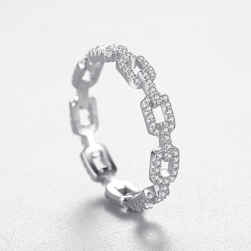 Jeulia Classic Chain Womens Ring Sterling Silver