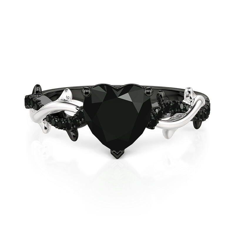 Jeulia Classic Twisted Thorns Black Heart Promise Ring
