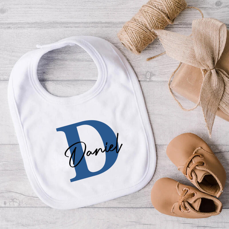 Personalized Name Baby Bib with Custom Letter Stylish Gift for Kids