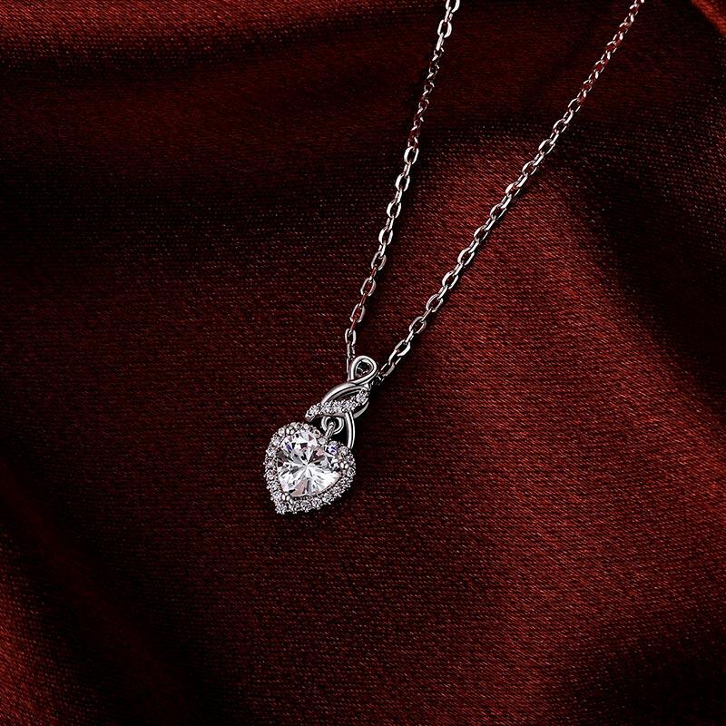 Jeulia Eternal Halo Heart Necklace Sterling Silver