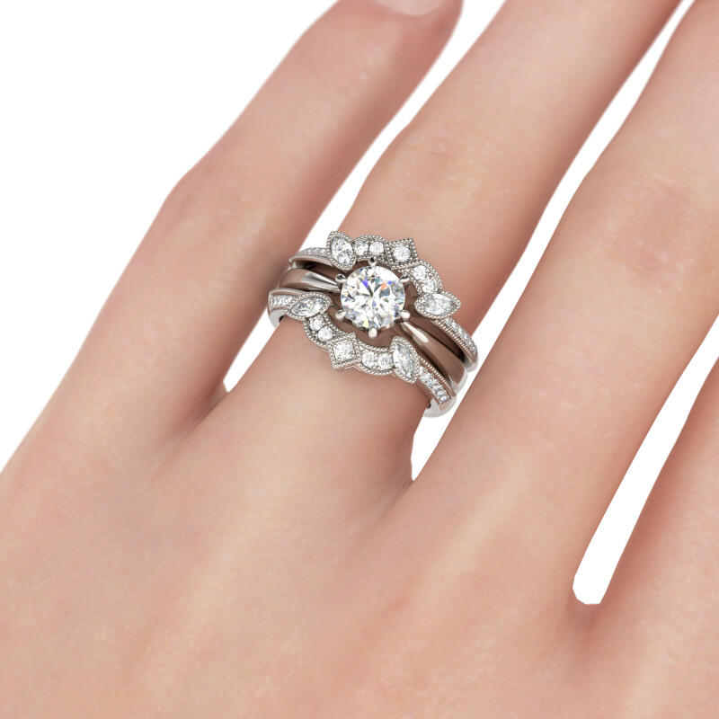 Jeulia Vintage Sterling Silver Enhancer Ring Set