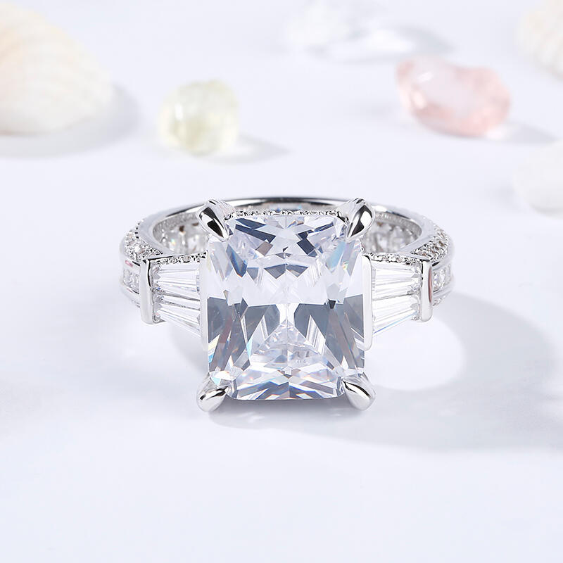 Jeulia Radiant Cut Eternity Sterling Silver Ring