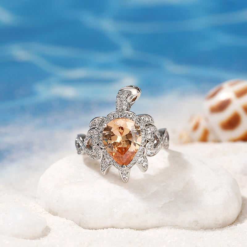 Jeulia "Dazzling Tortoise" Pear Cut Sterling Silver Ring