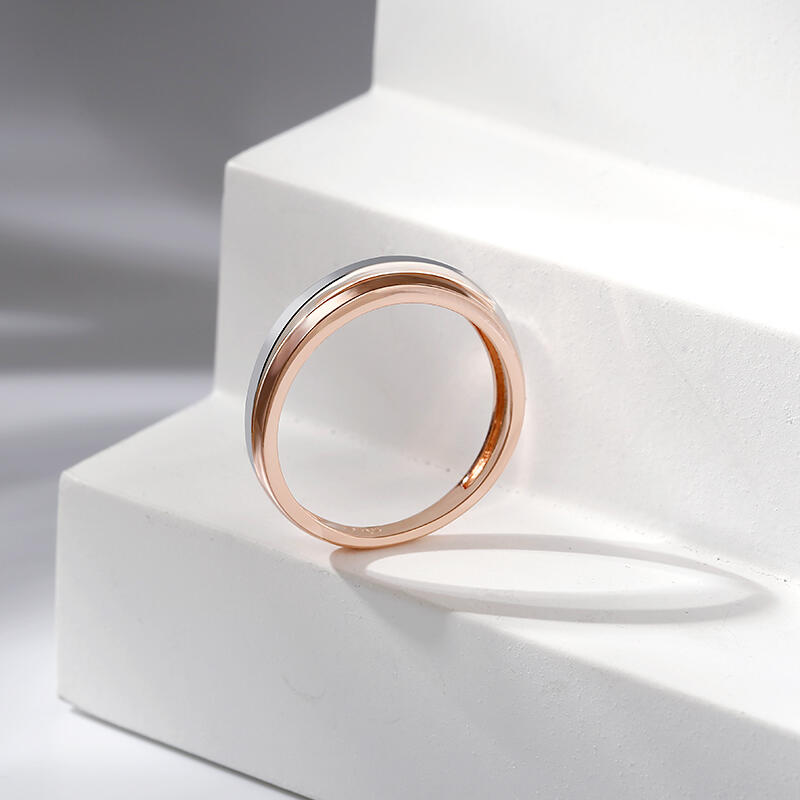 Jeulia Two Tone Sterling Silver Men's Band