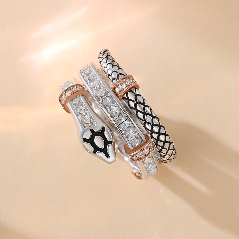 Jeulia Knot Snake Sterling Silver Women's Band