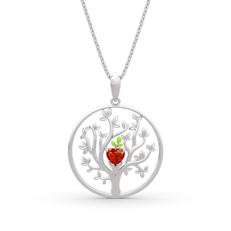 Jeulia Collar de plata de ley con corte de corazón "árbol de la vida"