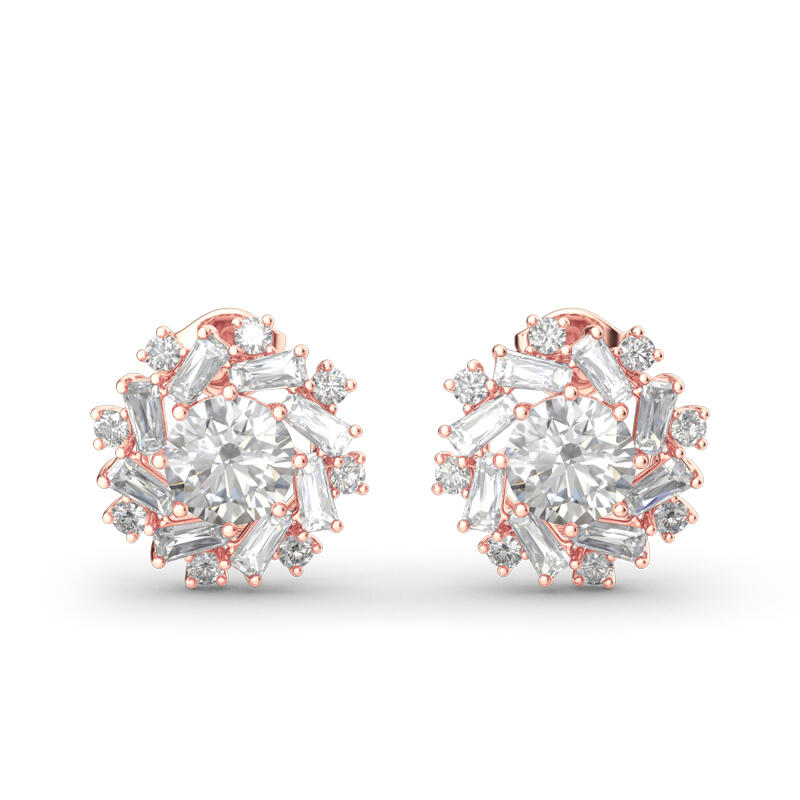 Jeulia Sunshine Round Cut Sterling Silver Stud Earrings