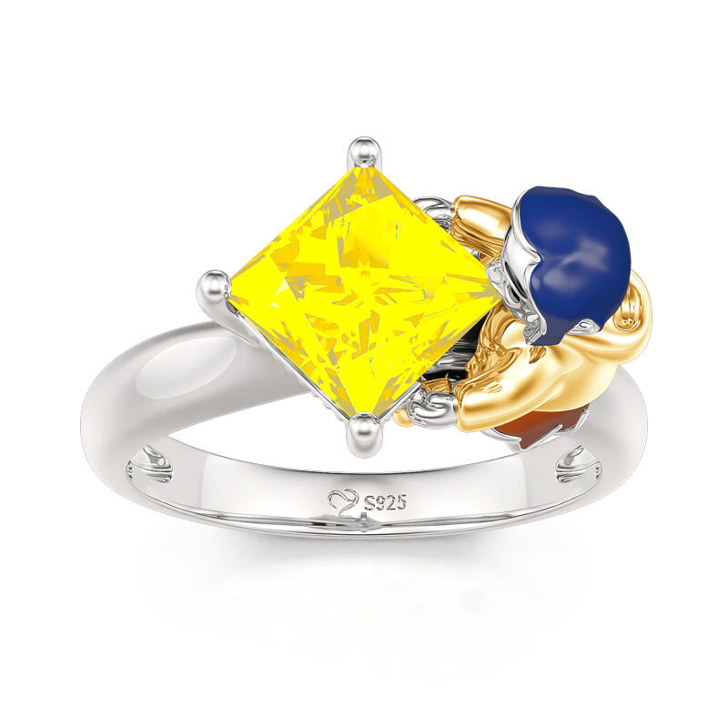 Jeulia Hug Me "Adventurous Girl" Princess Cut Sterling Silver Ring
