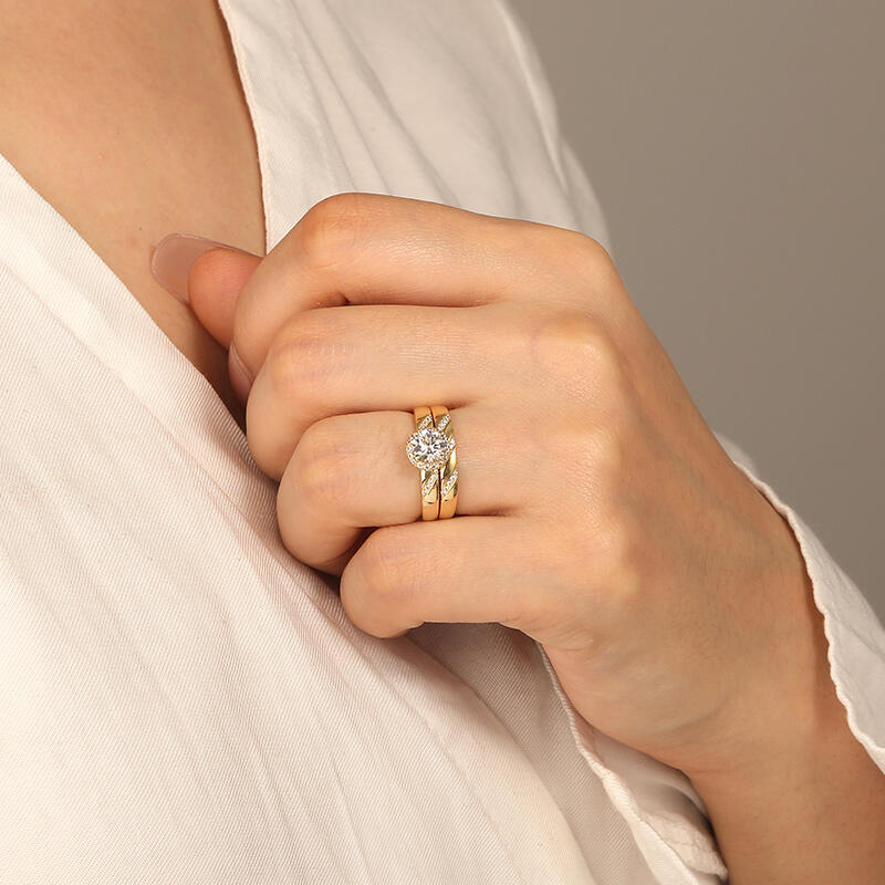"Everlasting Love" Round Cut 2pcs Bridal Set