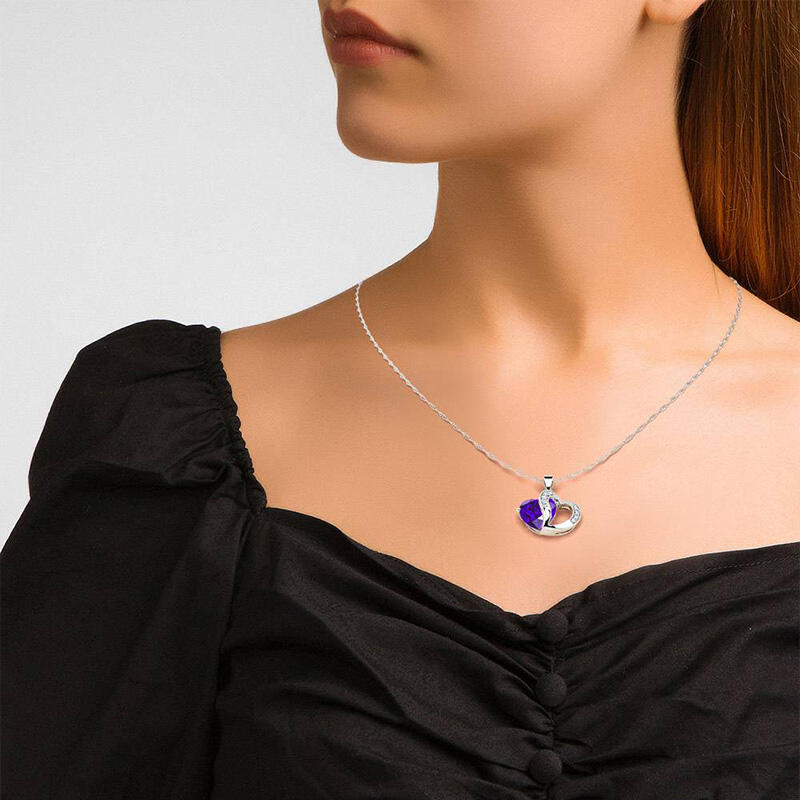 Jeulia Heart Cut Sterling Silver Pendant Necklace
