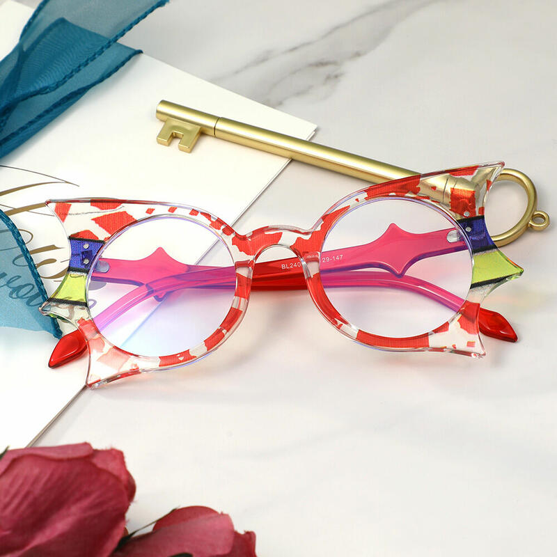 Halloween Tess Geometric Red Glasses