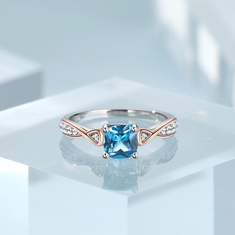 Jeulia Infinity Cushion Cut Sterling Silver Engagement Ring