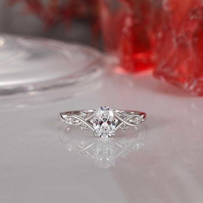 Jeulia 10K/14K/18K Gold Platinum Twist Oval Engagement Ring