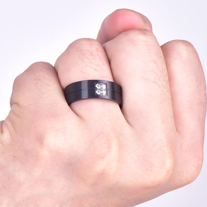 Jeulia Bague Homme Classique Noir en Acier au Titane