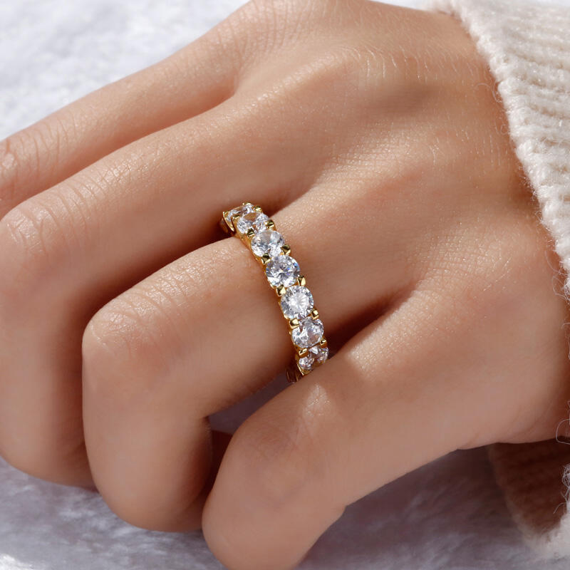 Jeulia Gold Tone Bar Setting Sterling Silver Women's Band