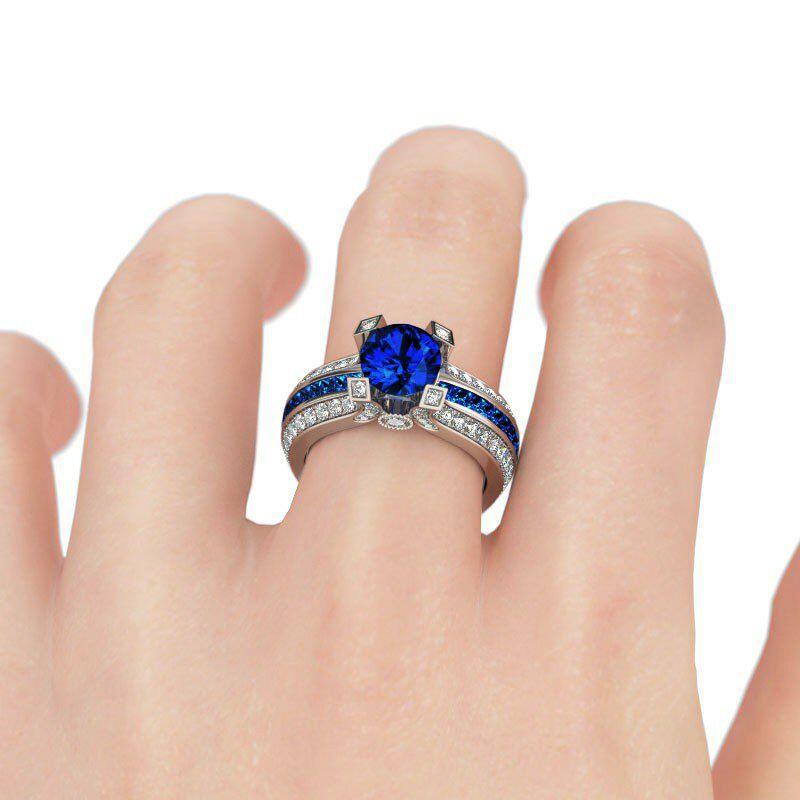 Jeulia Conjunto De Anillos Intercambiables De Talla Redonda En Plata De Ley