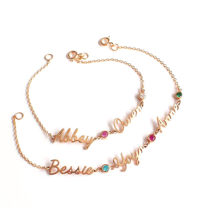 "Ti Accompagno" Bracciale Personalizzato Con Nome E Pietra Di Nascita