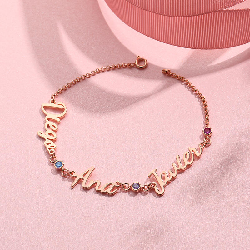 "Ti Accompagno" Bracciale Personalizzato Con Nome E Pietra Di Nascita