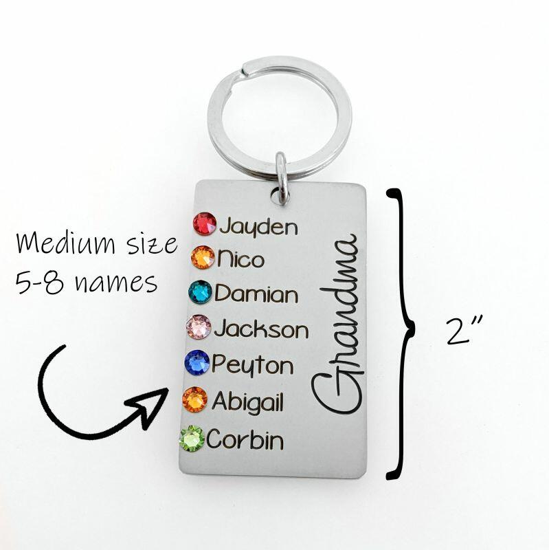 "Dear Abuela" Custom Engraved Key Chain With Birthstone