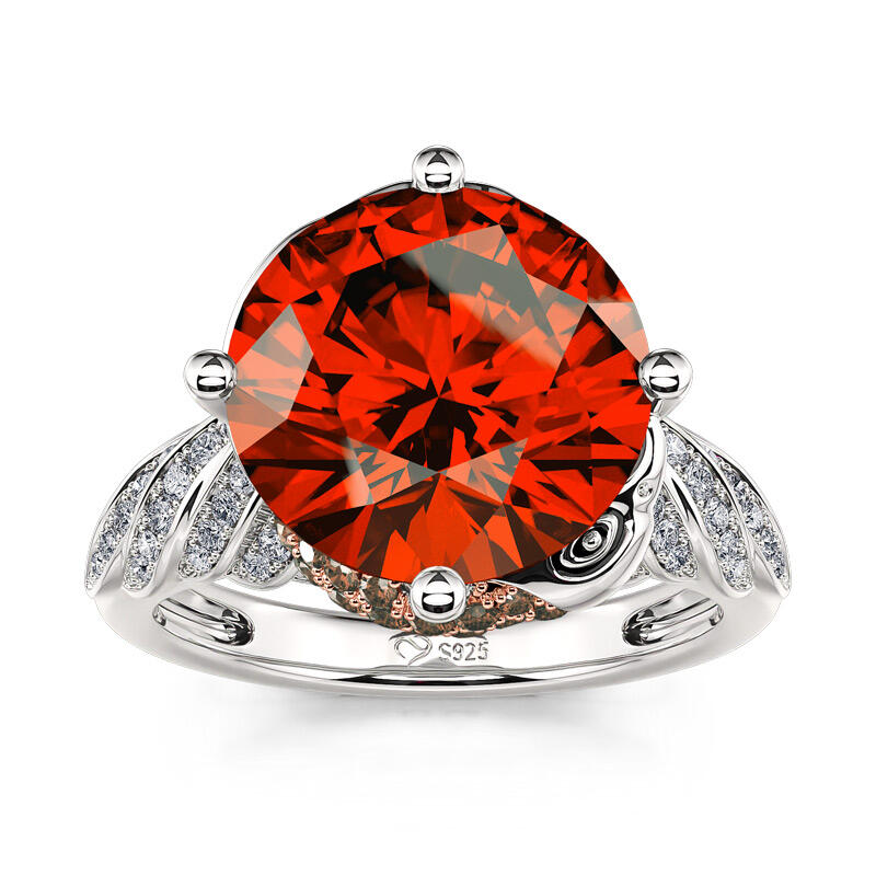 Jeulia "Beauty and Majesty" Eagle Round Cut Sterling Silver Ring