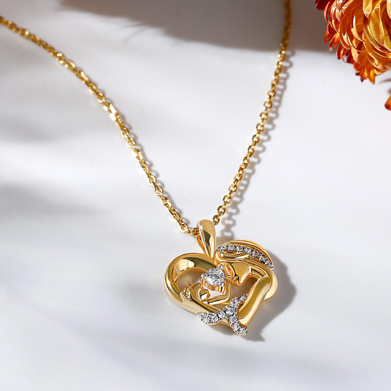 Jeulia "Warmest Protection" Mom & Baby Heart Sterling Silver Necklace