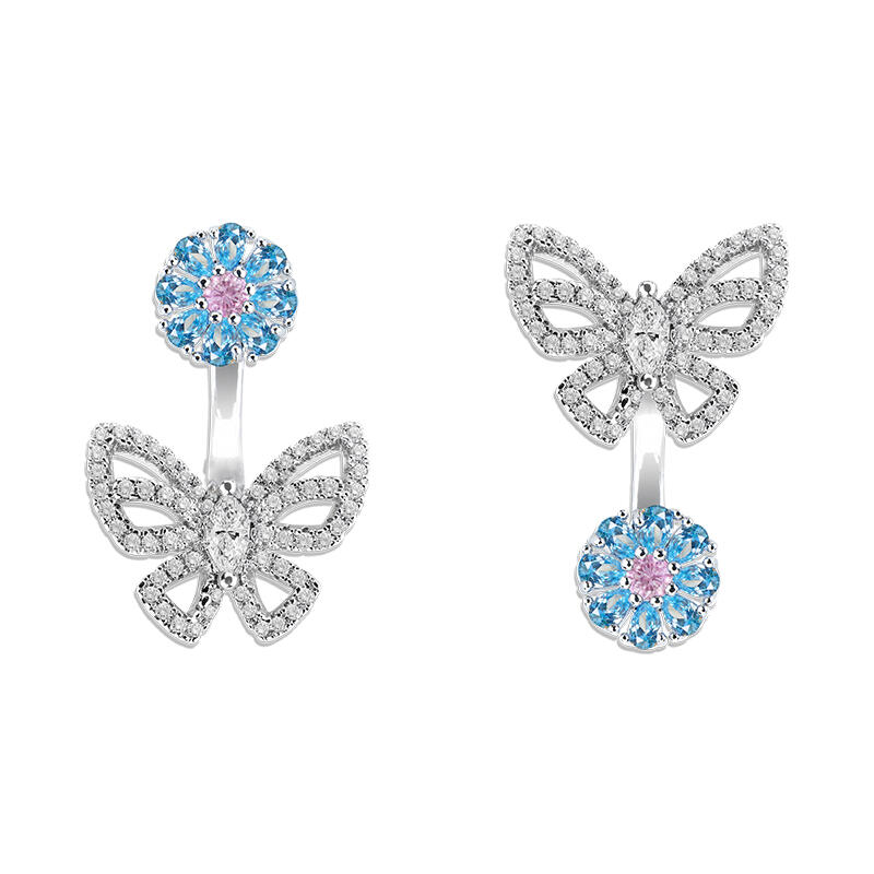 Jeulia Flower and Butterfly Sterling Silver Ear Jackets
