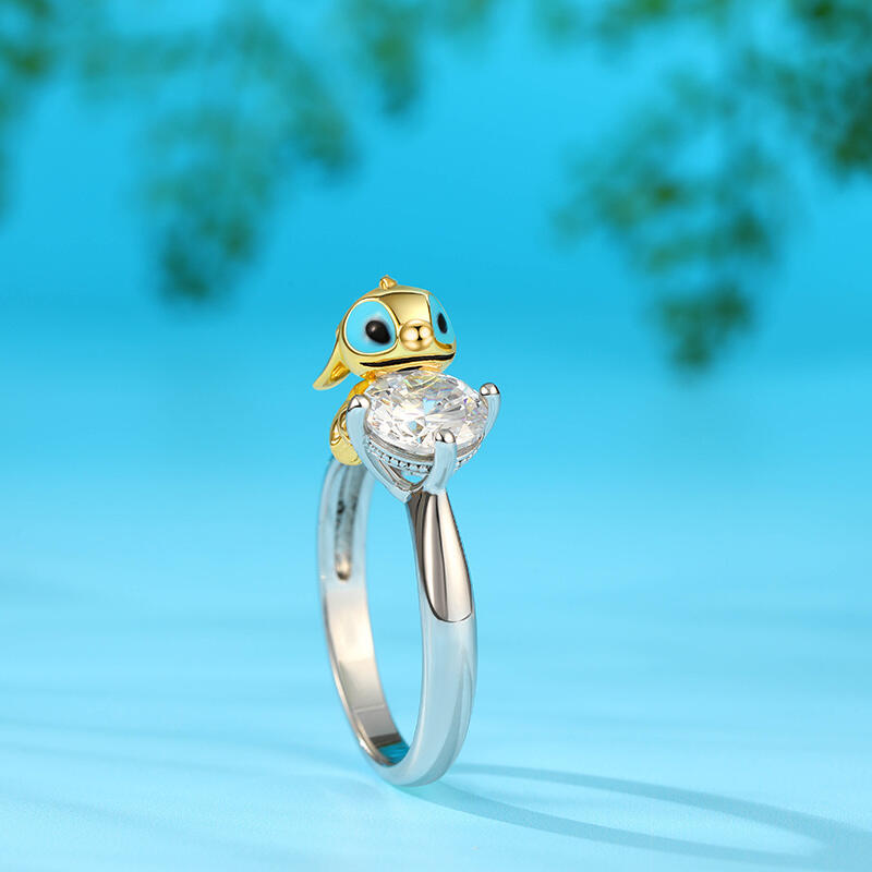 Hug me Anillo de plata de ley corte redondo en forma de pequeño monstruo