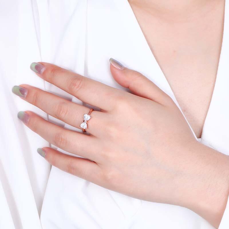 "Heart to Heart" Heart Cut Side Stone Engagement Ring