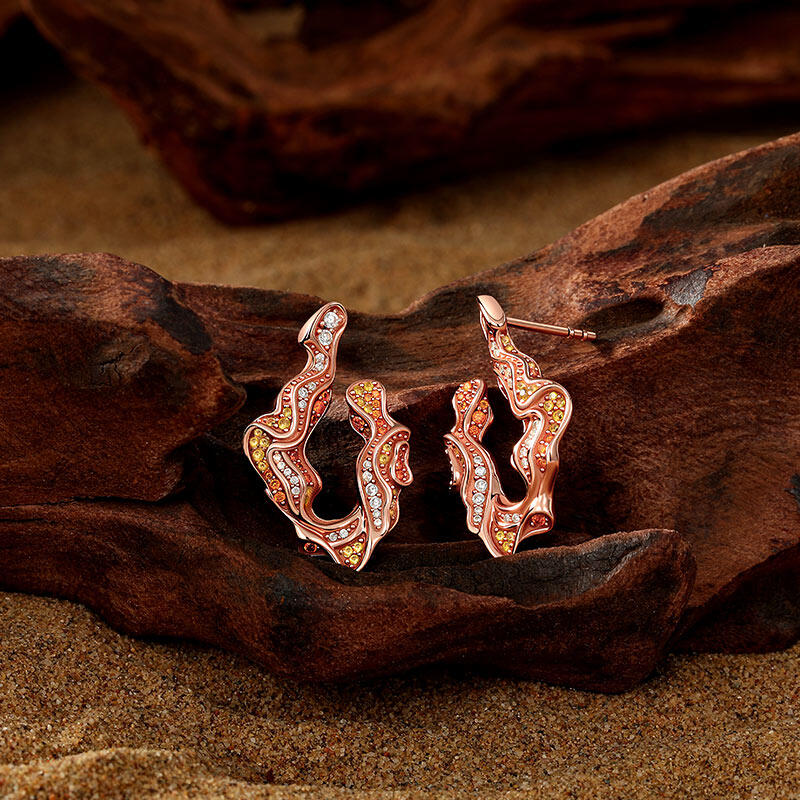 Jeulia x Leyla “Sunset Desert” Rose Gold Irregular Drop Earrings Sterling Silver