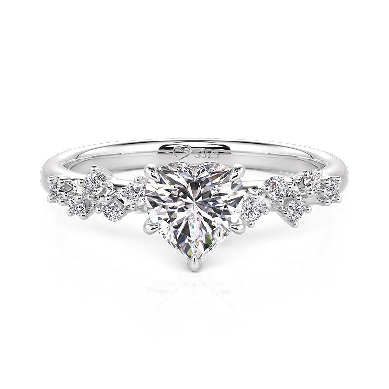 Jeulia Anillo de Promesa Corazón Personalizado con Piedra Natal en Plata Esterlina