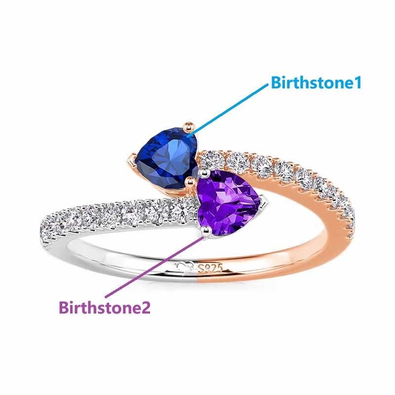 Jeulia Anillo de Promesa Corazón Bicolor Personalizado con Piedra de Nacimiento