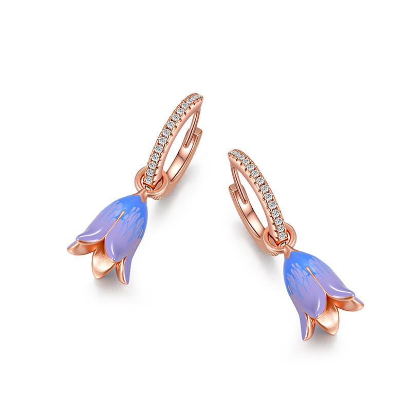 Jeulia Bluebell Rose Gold Drop Earrings Sterling Silver