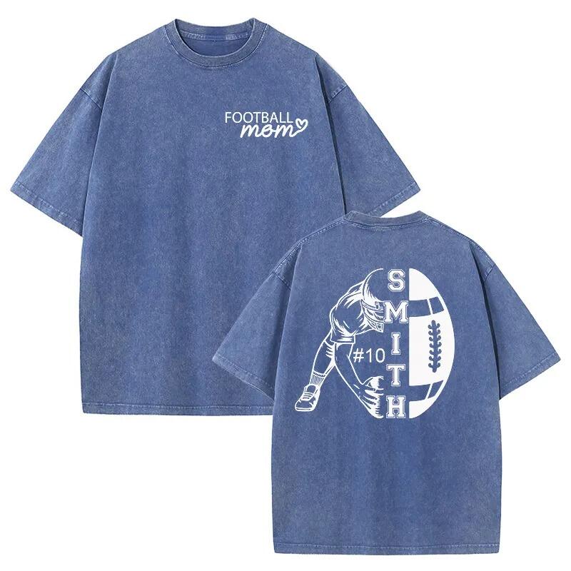 Personalized Washed T-shirt Custom Name Player Game Day Design Perfect Gift for Football Mom