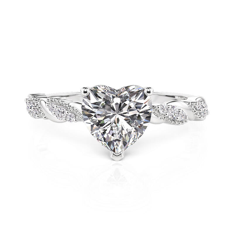 Jeulia Classic Twisted Beaded Heart Engagement Ring